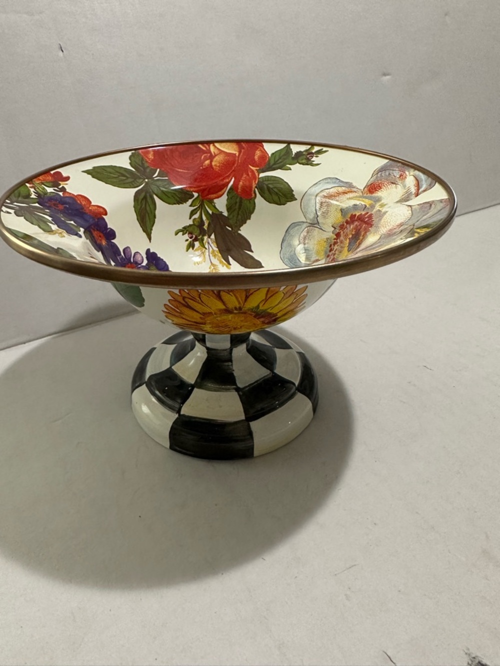 MacKenzie-Childs white flower market small compote